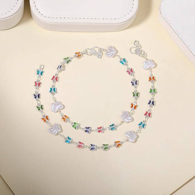 Gehena By Estele Fashion Anklets For Girls & Women: Rhodium Plated Elegant Butterfly Design Lightweight M : OSAK009-IRMCANKLET