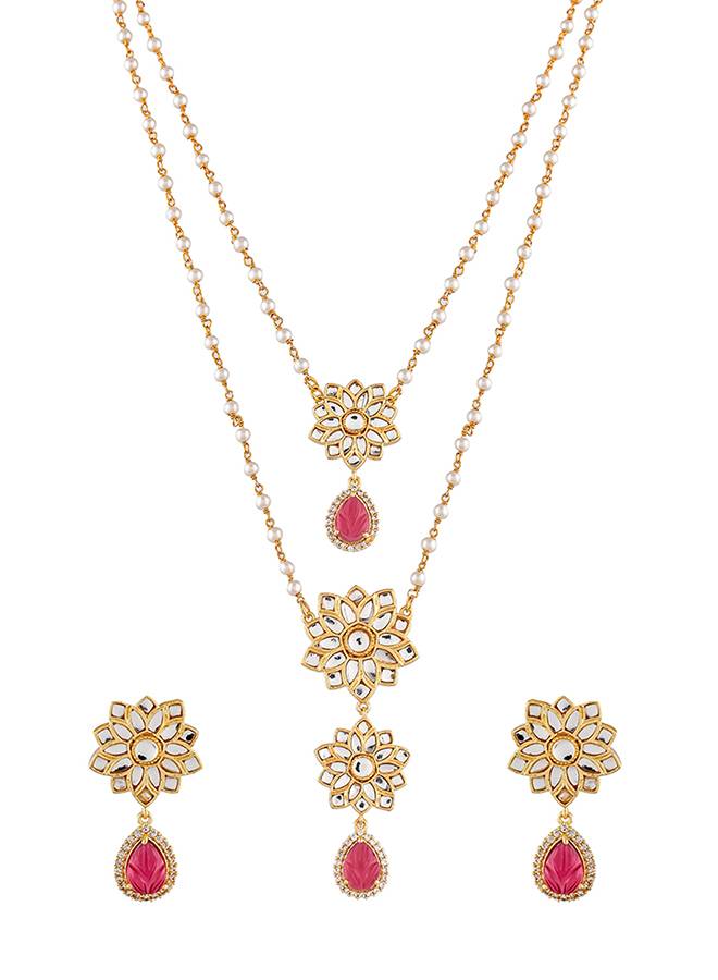 Heer Jasmaira Layered Pendant Necklace Set : 8905124515961