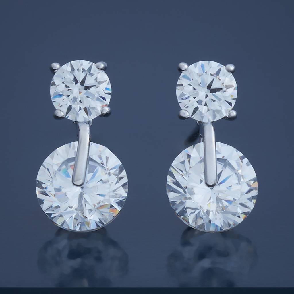 Kushal'S Fashion Jewellery White Rhodium-Plated Party 92.5 Pure Silver Studs-432190 : 432190