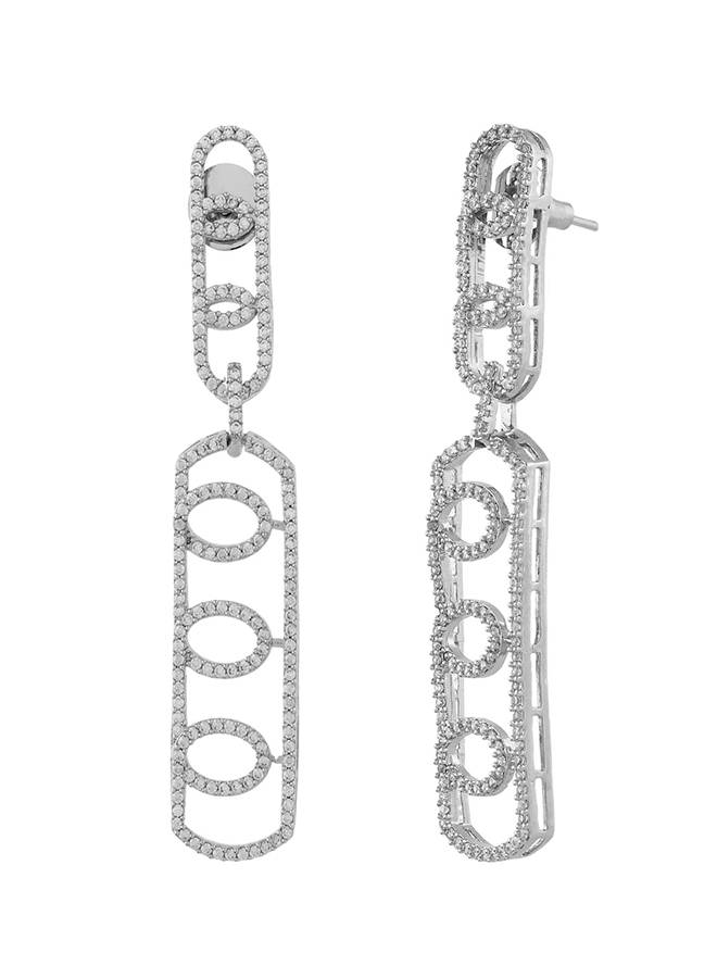 Glamorous Long American Diamond Dangler Earrings - Sparkling Elegance : 8905124528527