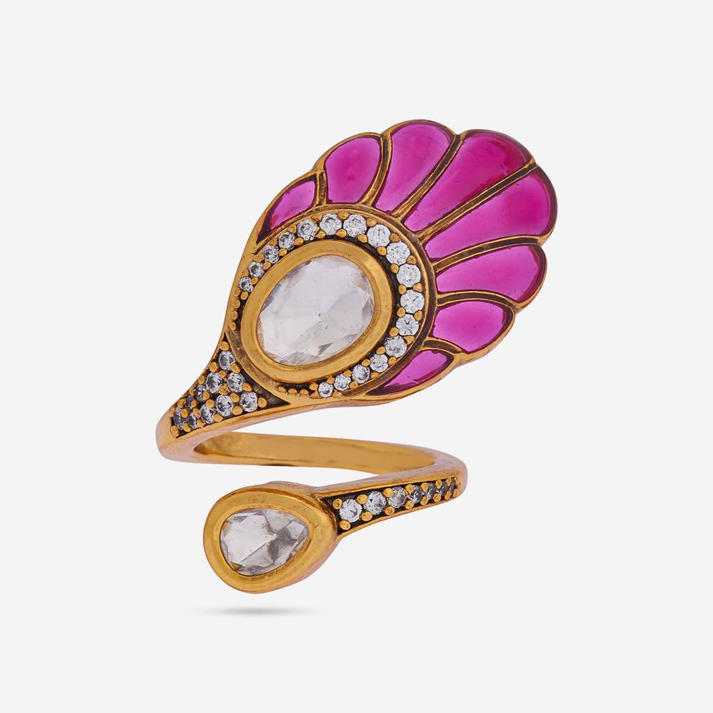 Ethnic Kundan Finger Ring-182234 : 435316