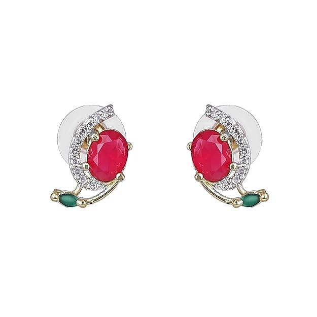 y Combo Of Pendant Set For Women: Gold & Rhodium Plated Green & Ruby American Diamond Trendy & Exqu : OSAKCOM012-2TNGNRBPDERBRFN