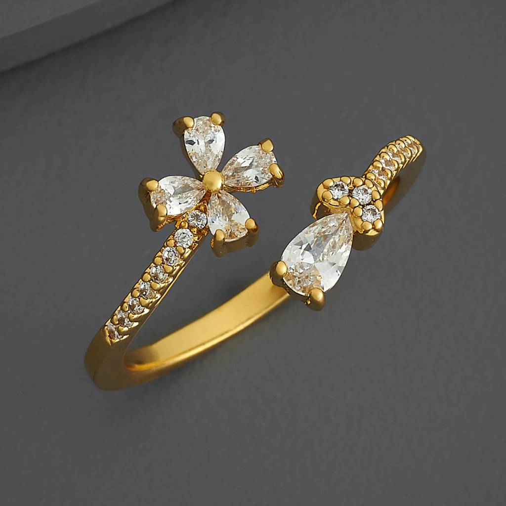 Kushal'S Fashion Jewellery White Gold-Plated Party Trendy Zircon Finger Ring-186747 : 445251