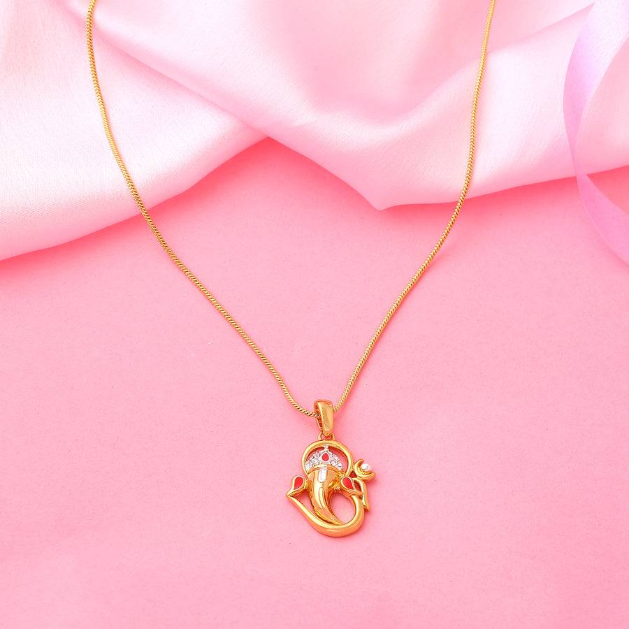 Estele Gold Plated Ganesh Pendant With White Austrian Crystals For Women : 836PENDANT