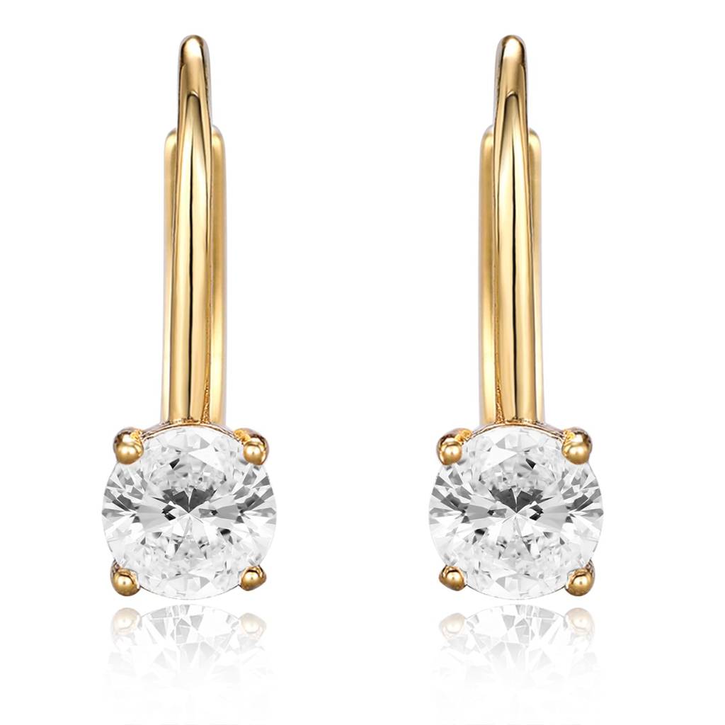 Gold Plated Cubic Zirconia Studded Fancy Hoop Earrings Contemporary Fashion Jewellery For Women & Girls : PX8E207G