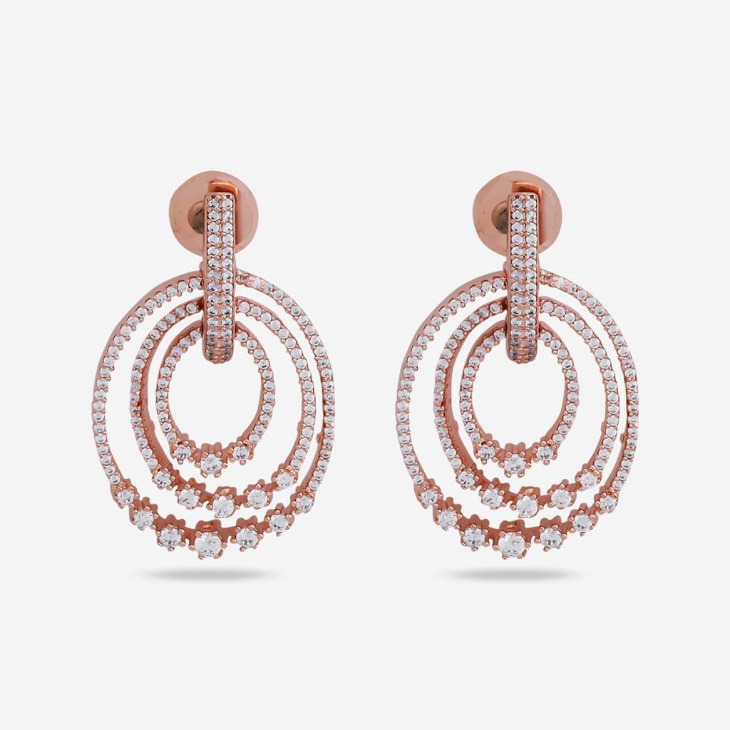 White Rose Gold-Plated Party Zircon Drops-400475 : 400475