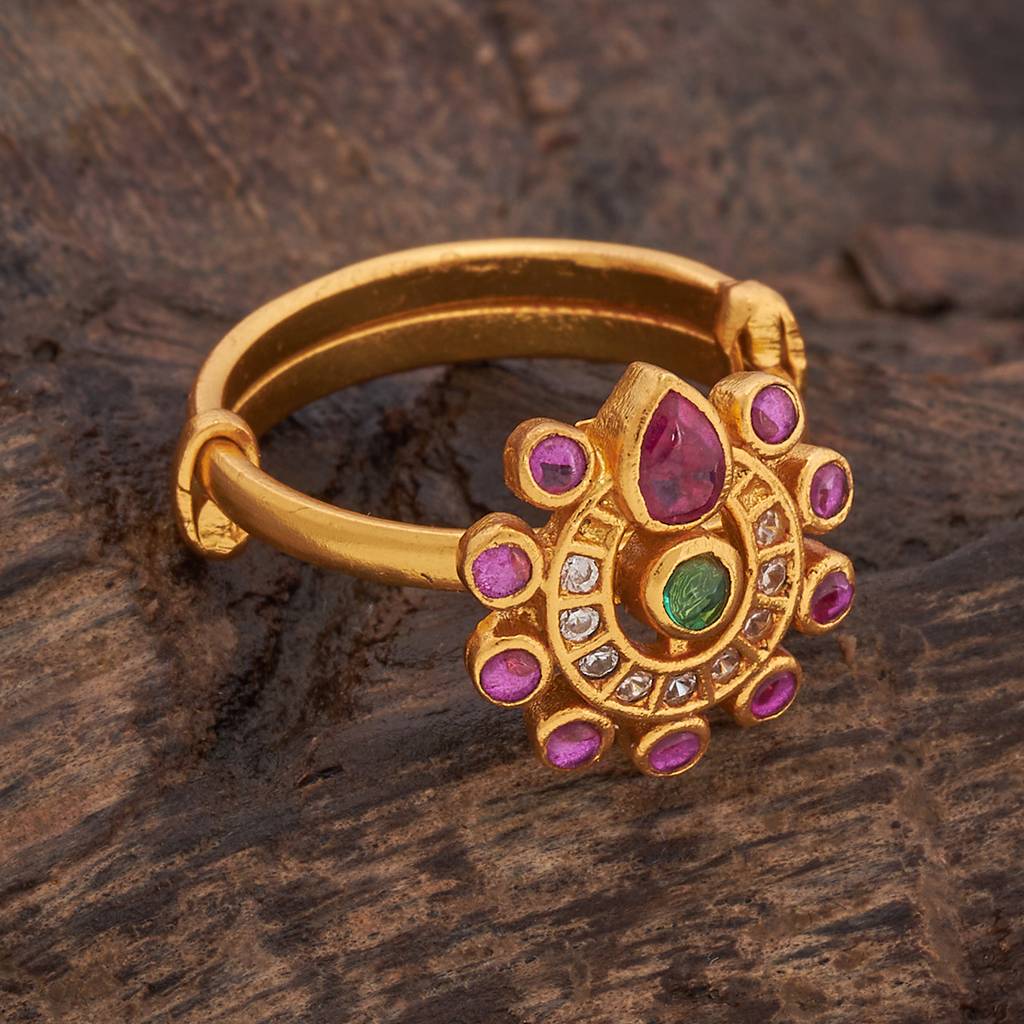 Kushal'S Fashion Jewellery 92.5 Pure Silver Gold-Plated Temple Finger Ring-178147 : 426731