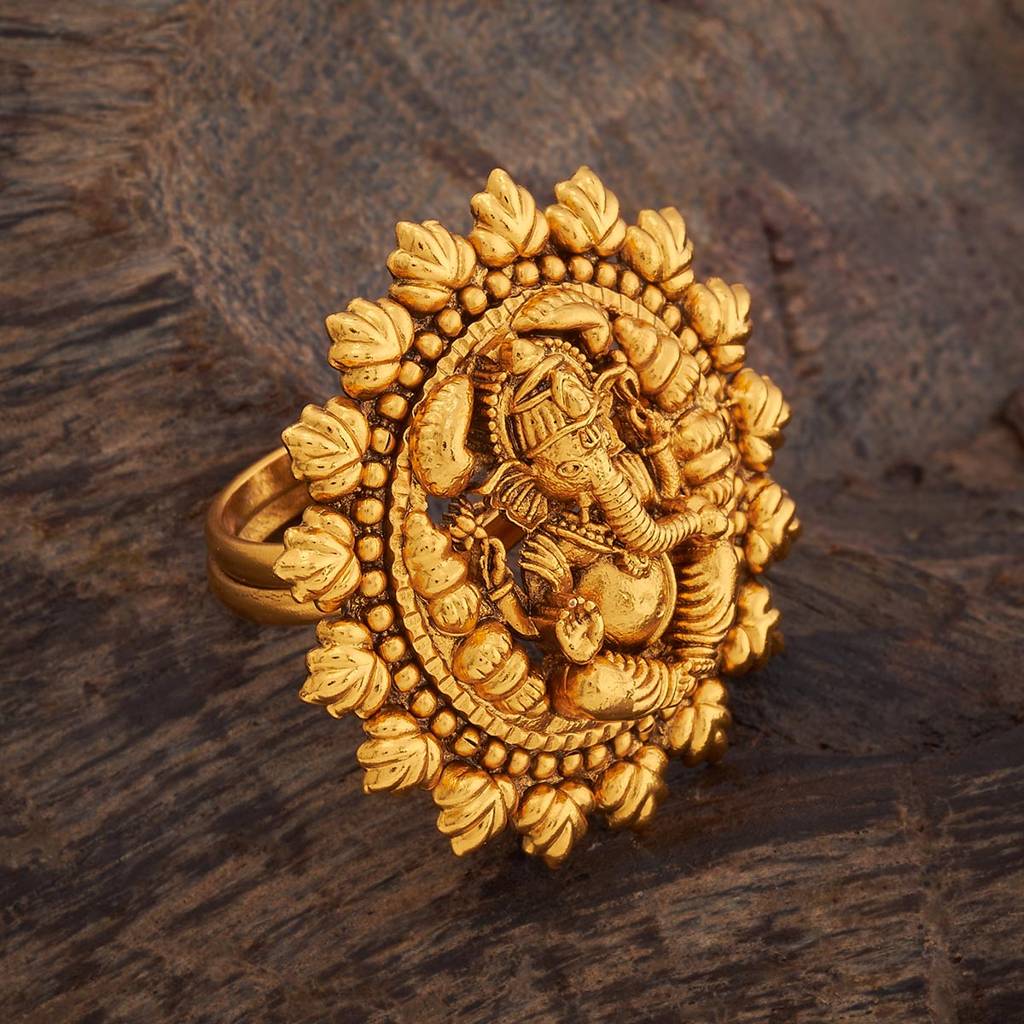 Kushal'S Fashion Jewellery Gold Plated Antique Finger Ring : 429864