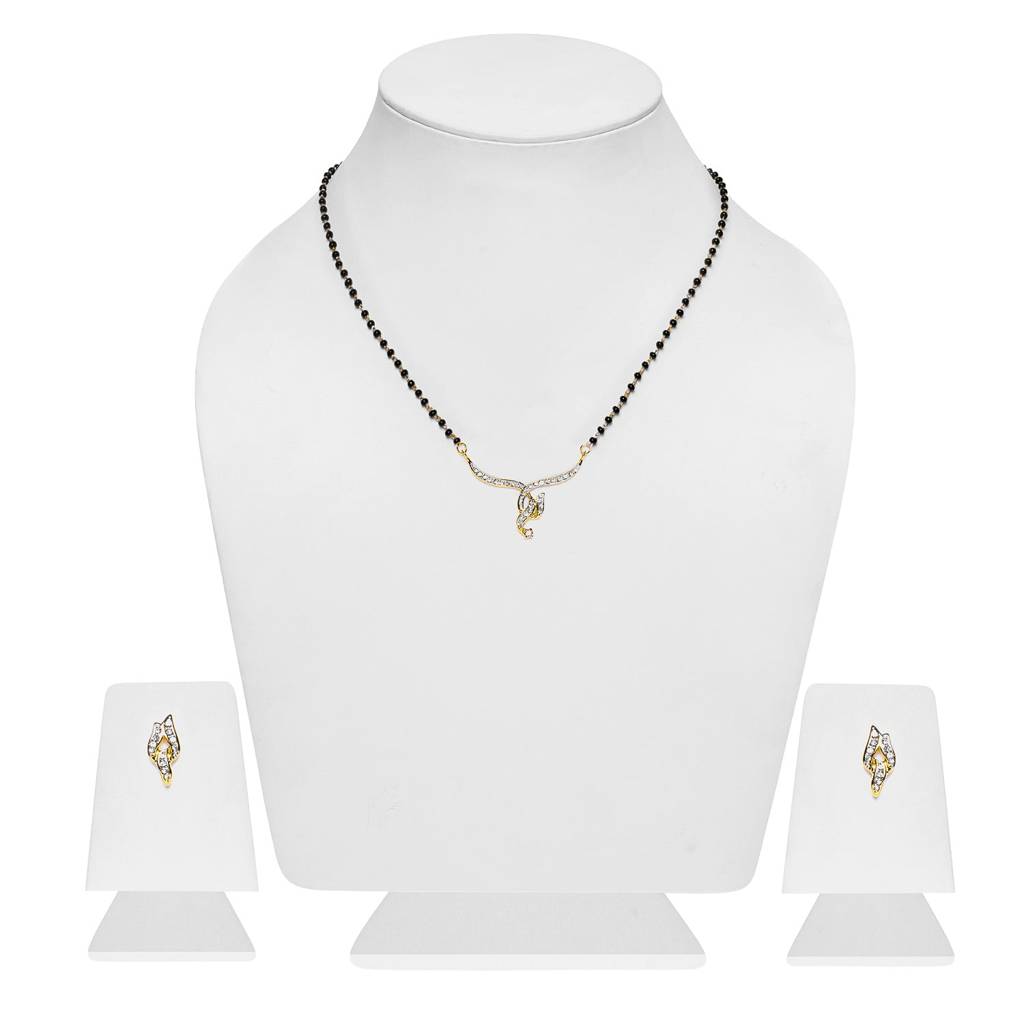 Estele Gold & Rhodium Plated Splice Designer Mangalsutra Necklace Set For Women : EMS14080071NKER