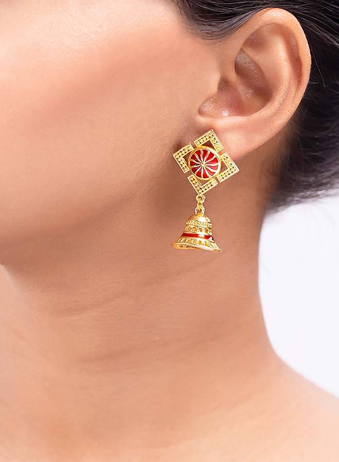Temple Bell Tiny Jhumka Earrings : 8907617916415