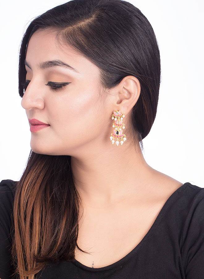 Ombre Pink Spring Earrings For Women : 8907617806174