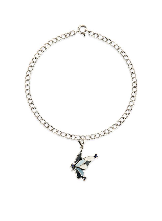 Charms Oxidized Silver Pendant Bracelet With Chains : 8905124141108