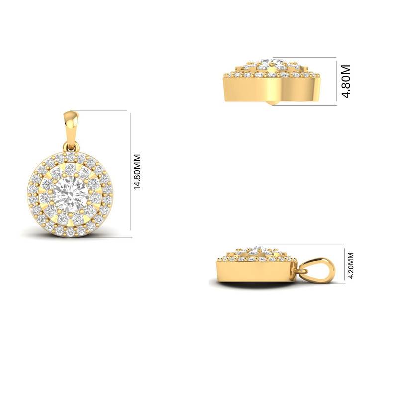 1.0Ct Moissanite Round Cluster Pendant With Gra Certificate : TGDP-14