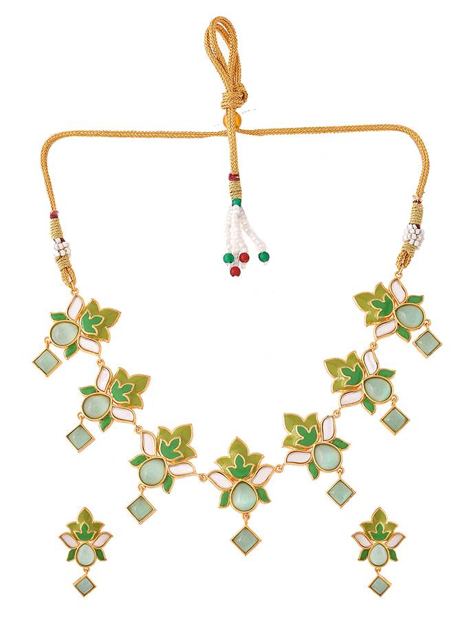 Forever More Green Lotus Necklace Set : 8905124498523