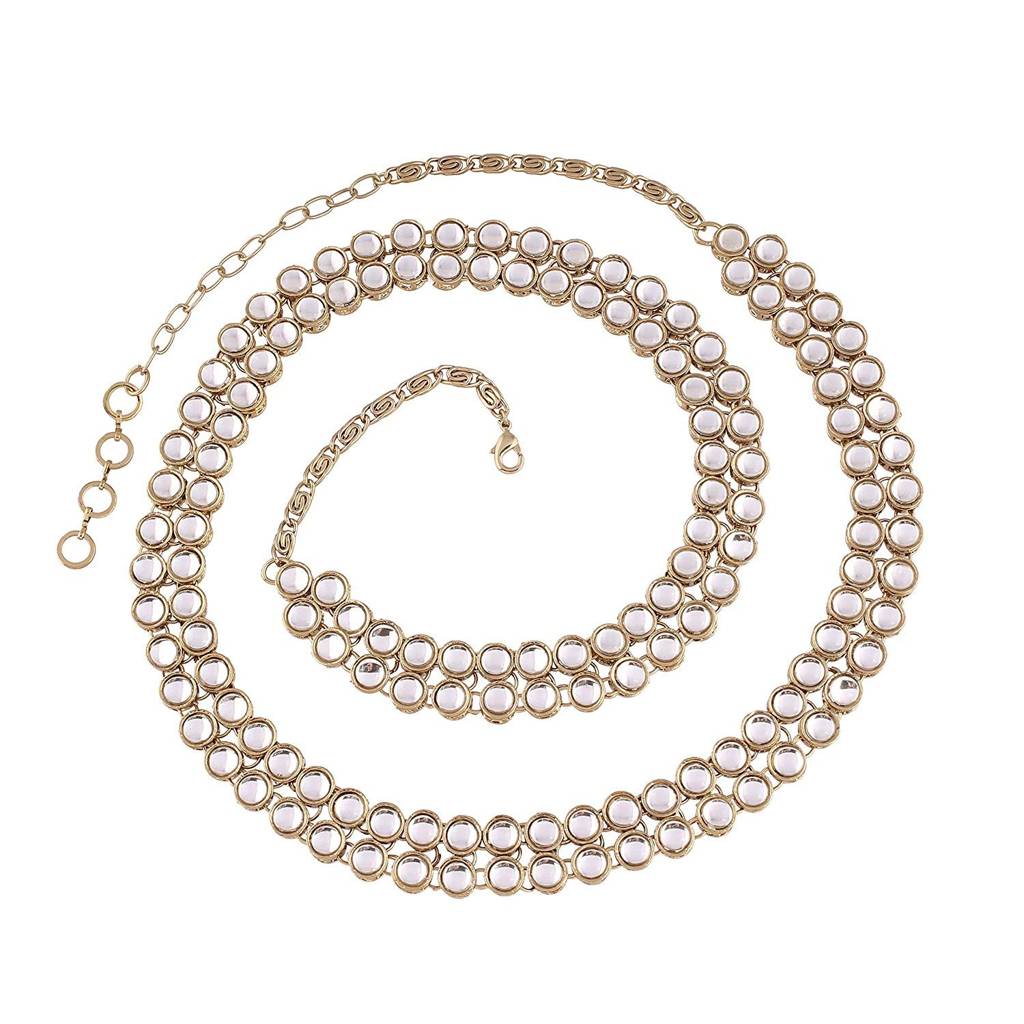 Traditional Adjustable Gold Plated Kundan Waist Belt Kamar Bandh Belly Chain Jewellery Gift For Women-Pf37Bch016 : PF37BCH016