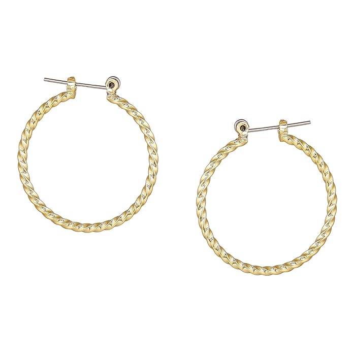 Estele Gold Tone Twisted Rope Metallic Hoop Earrings For Women & Girls : 800708-YBER