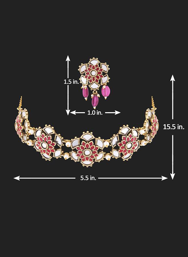Thikri Jadau Style Necklace Set : 8905124079425