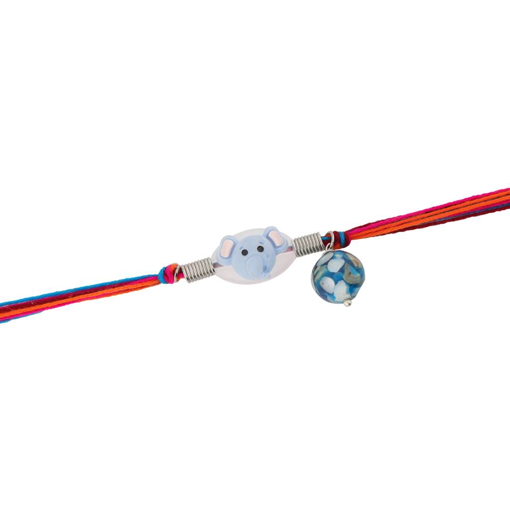 Playful Elephant Charm Kids Rakhi : 8905124561395
