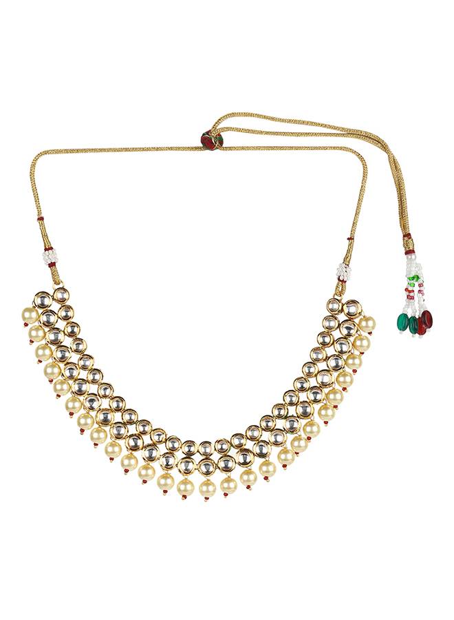 Kundan Gold Plated Necklace Set-Krbom20073 : 8905124437898