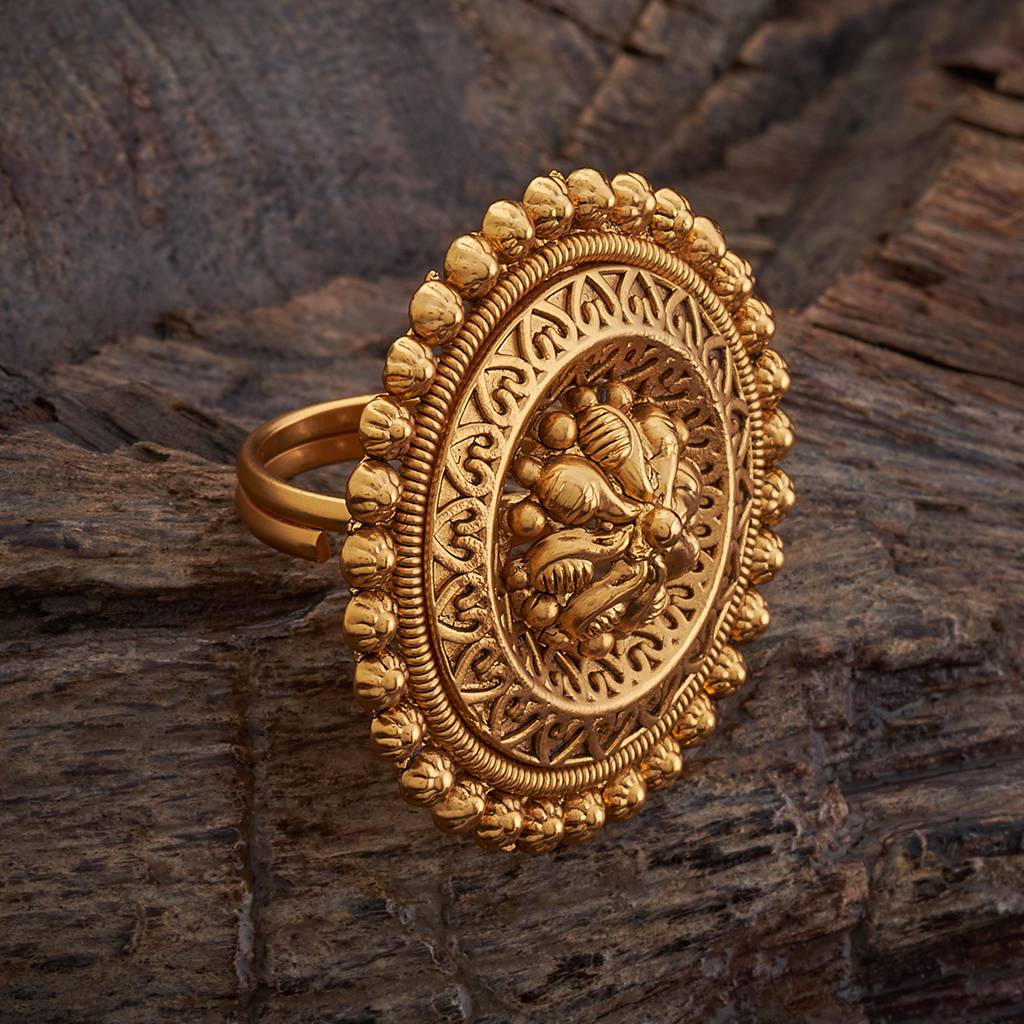 Kushal'S Fashion Jewellery Na Gold-Plated Ethnic Copper Antique Finger Ring-153634 : 410442