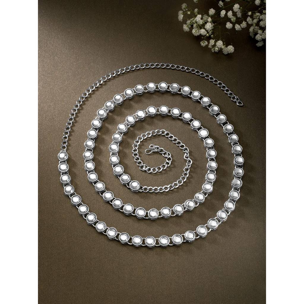 Traditional Jewellery Wedding Bridal Plated Kundan Brass Alloy Waist Belt Kamar Bandh Belly Chain For Women Gir : PF25BCH001RW