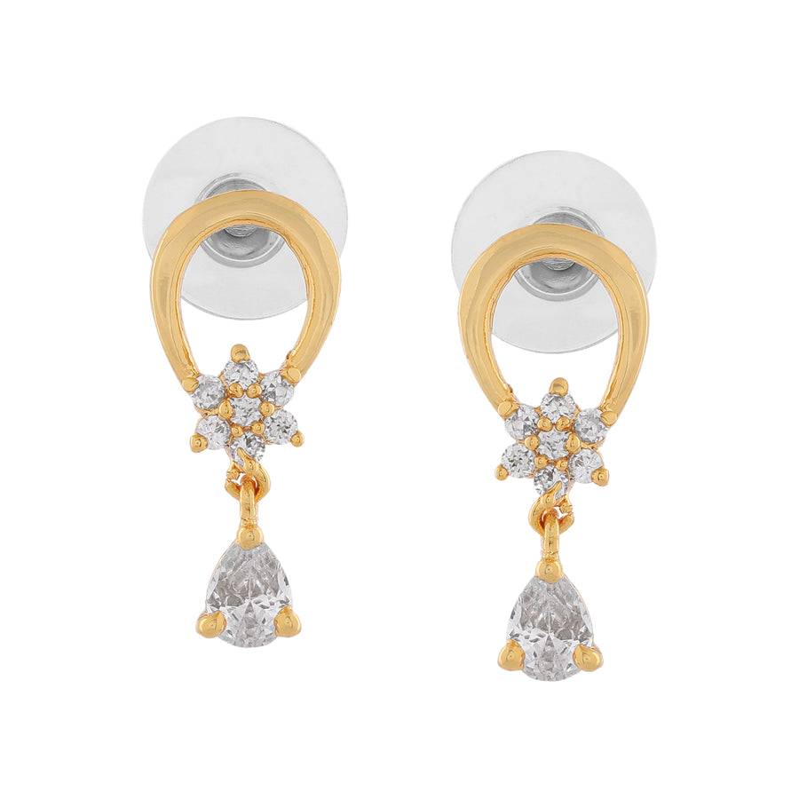 Estele Gold Plated Cz Loop Designer Earrings For Women : AD-034705ER