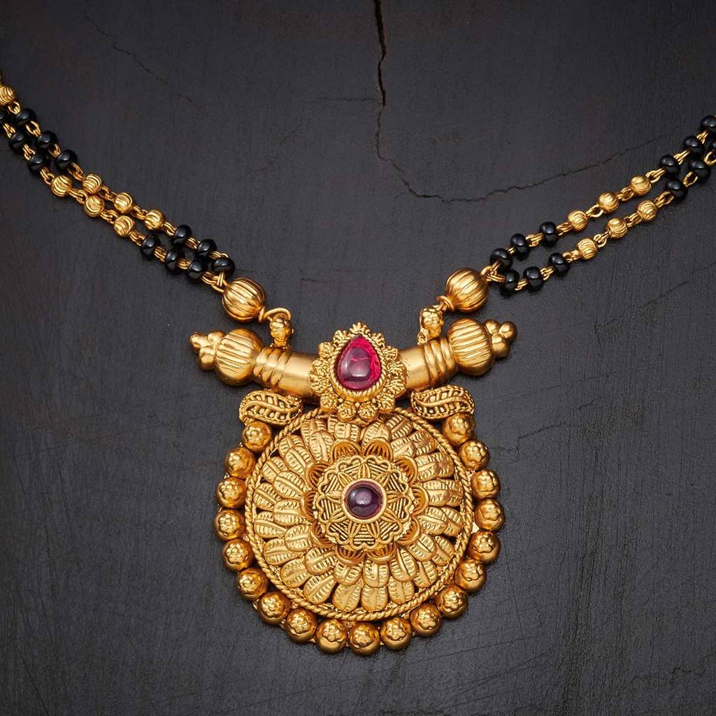 Kushal'S Fashion Jewellery Ruby Gold-Plated Ethnic Antique Mangalsutra -139971 : 399784