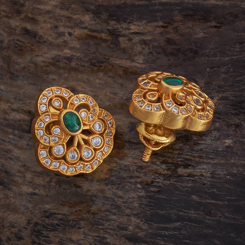 Kushal'S Fashion Jewellery Gold-Plated Ethnic 92.5 Pure Silver Temple Studs-177360 : 425301