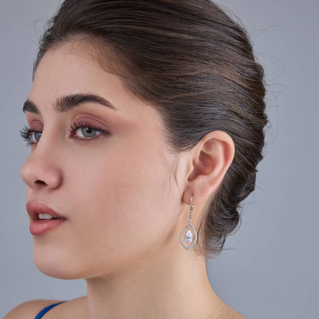 Kushal'S Fashion Jewellery White Rhodium-Plated Party Zircon 92.5 Sterling Silver Drop Earrings-183097 : 437190