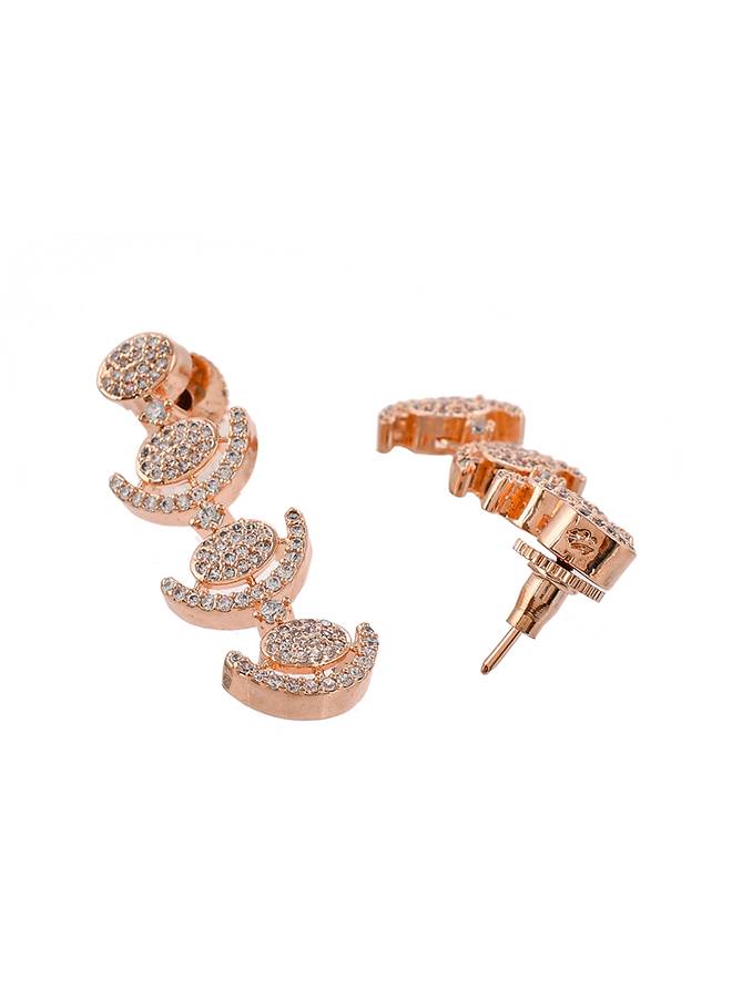 Cz Elegance Rose Plated Brass Made Women Necklace Set : 8905124477740