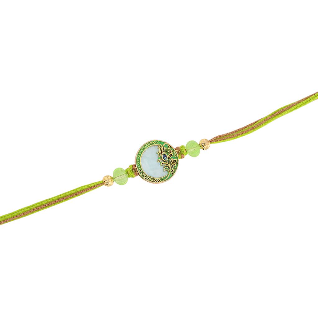 Vibrant Peacock Mor Pankh Thread Rakhi For Brother : 8905124560428