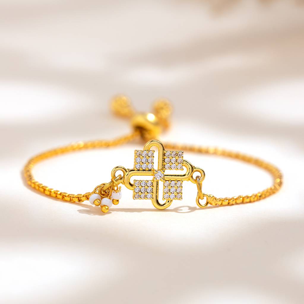Eternz Certified Jewellery - Voylla Golden Blossom Sister Bracelet Rakhi