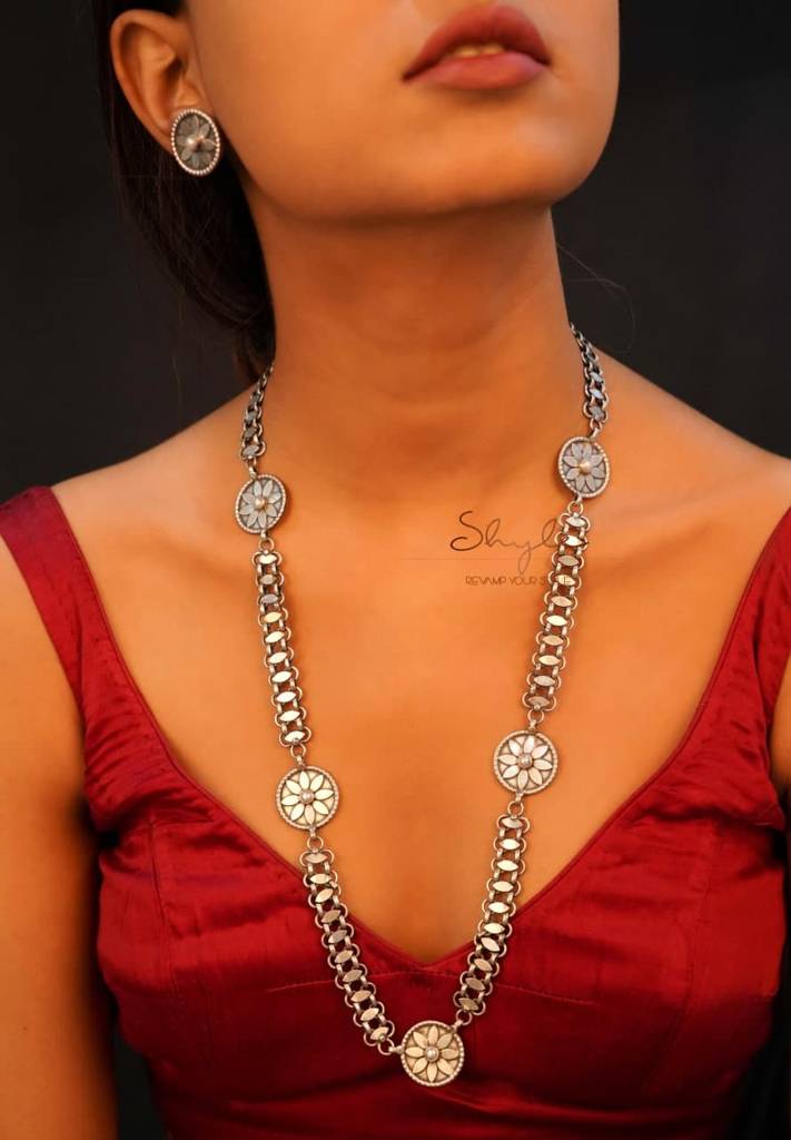 Mizoya Flower Motif Versatile Chain Necklace Set : SN106