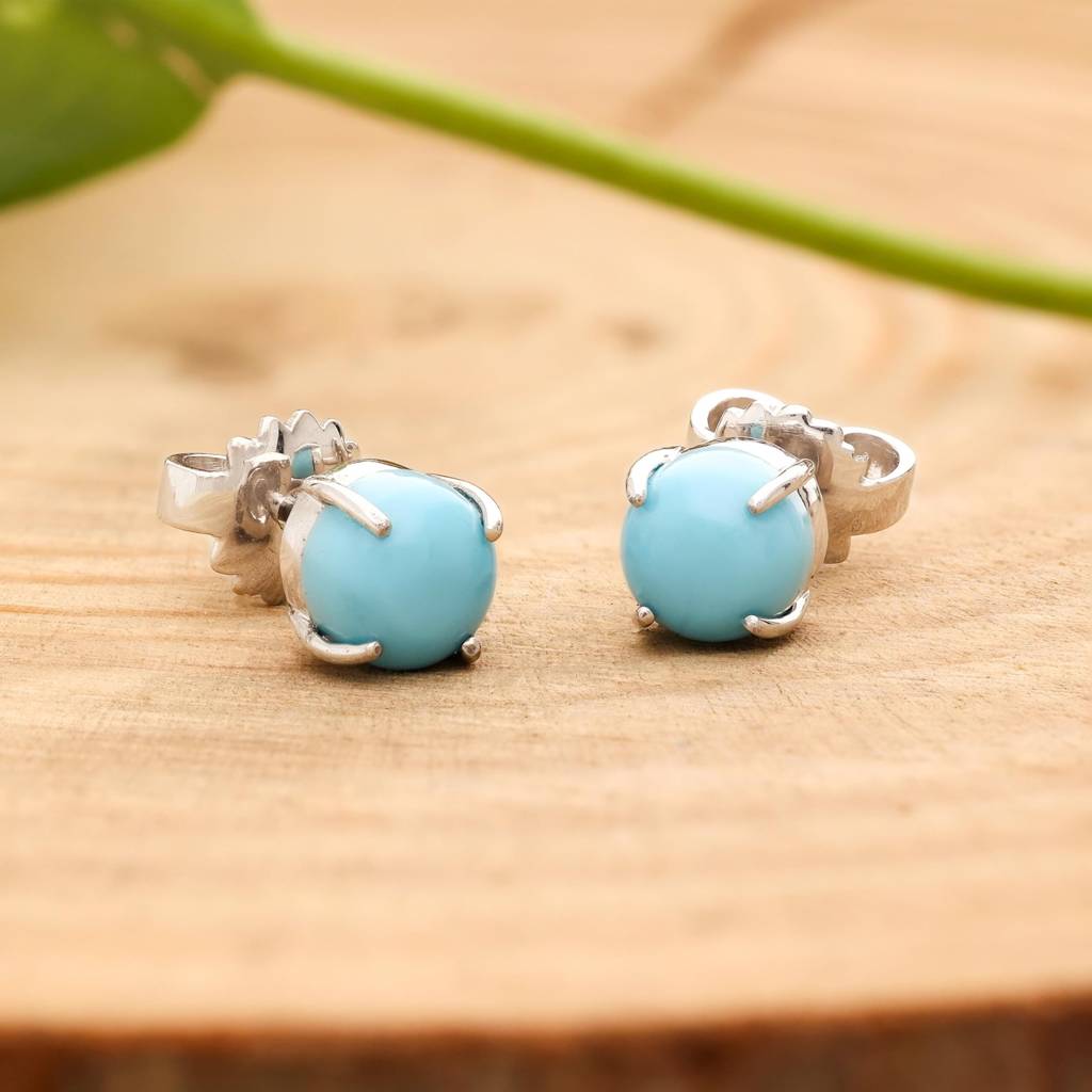925 Silver Turquoise Cz Stud Earrings Â Dainty Gemstone Studs December Birthstone Jewelry : SE_000579