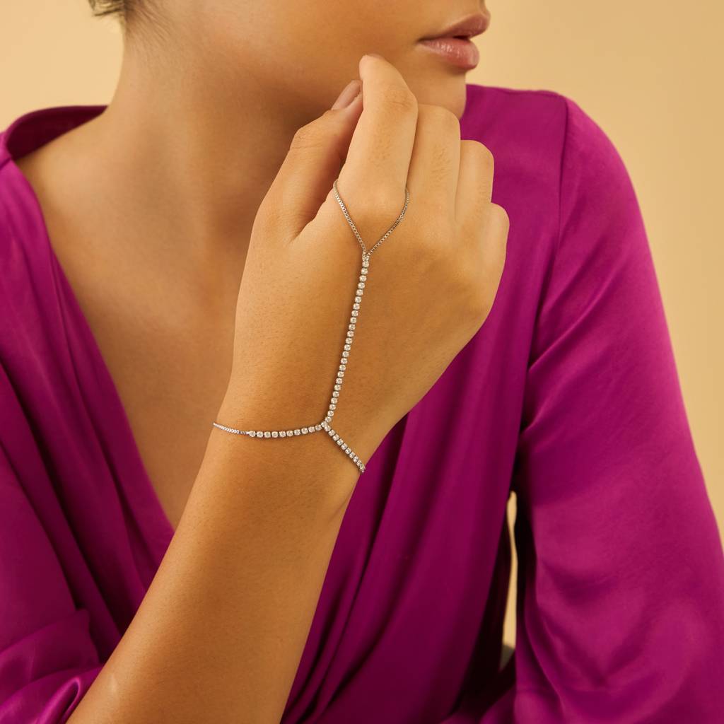 White Rhodium-Plated Party Trendy Zircon Hathpan  -428915 : 428915