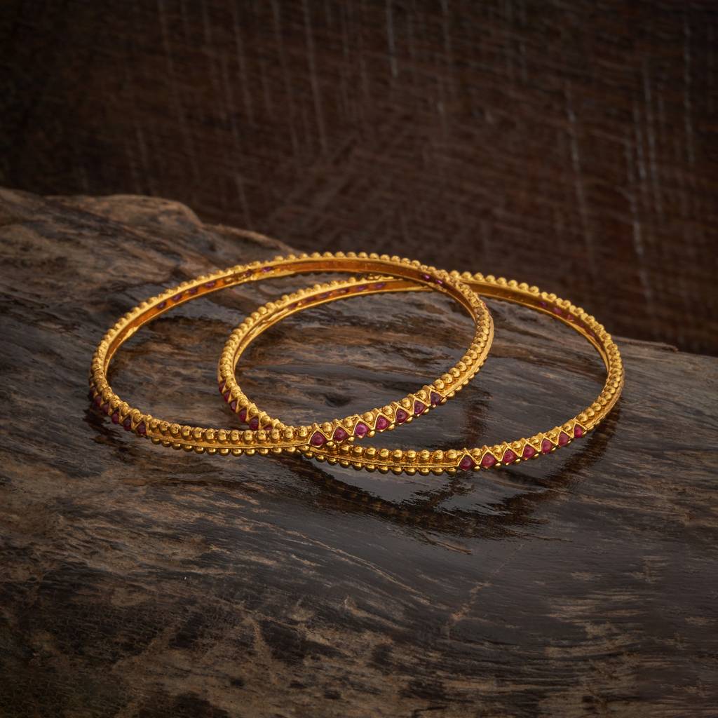 Kushal'S Fashion Jewellery Ruby Gold-Plated Ethnic Antique Bangle-182608 : 436015