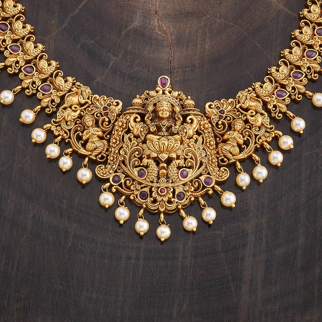 Kushal'S Fashion Jewellery Gold-Plated Artificial Stones And Beads Antique Jewellery Set-177003 : 424302