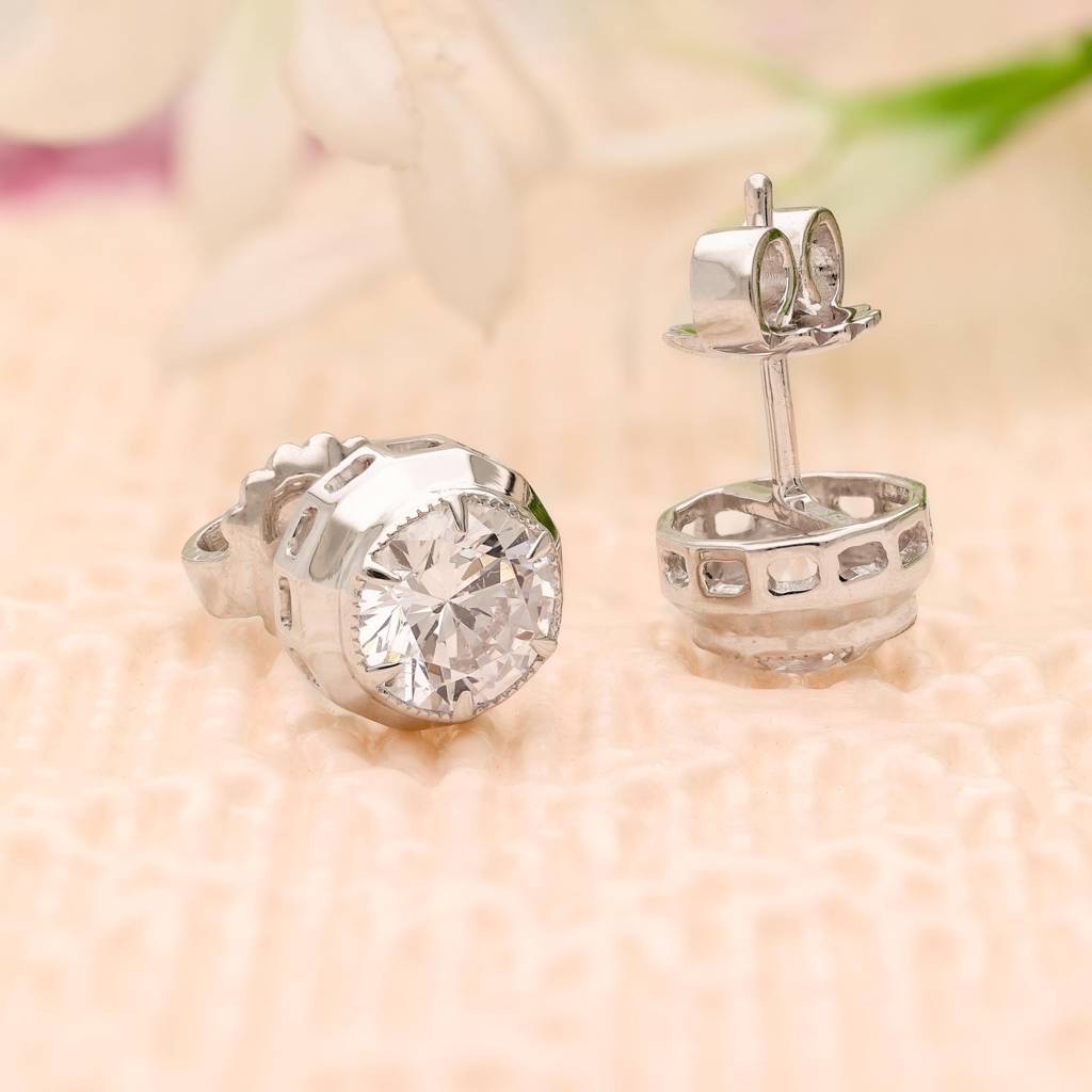 925 Silver Solitaire Round Cz Stone Earrings : SE_000534