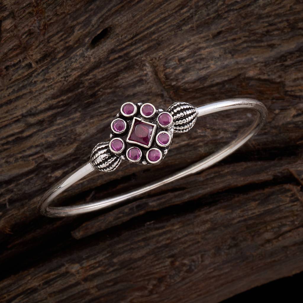 Kushal'S Fashion Jewellery Silver-Plated Stone-Studded Kada Bracelet-158240 : 435878