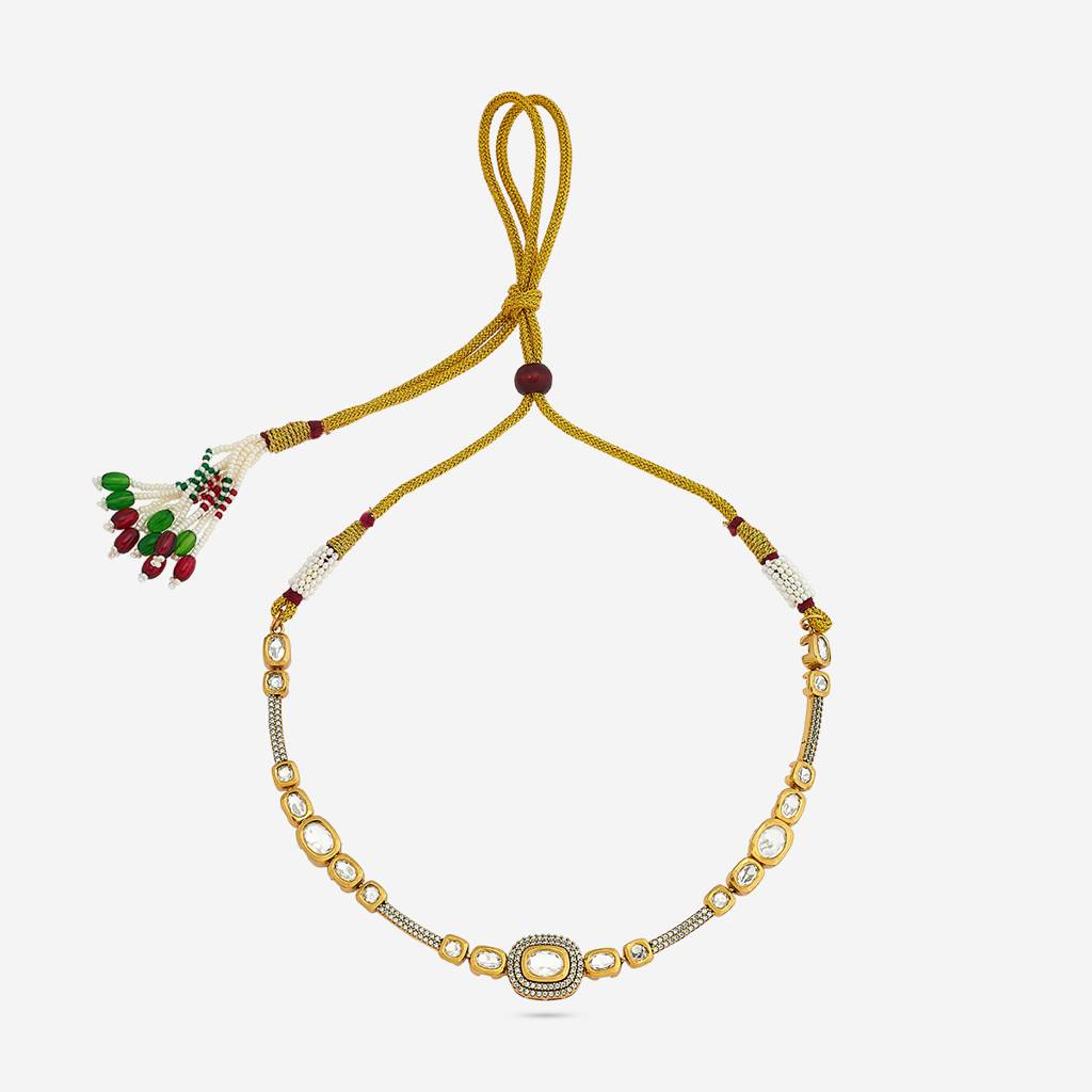 Kushal'S Fashion Jewellery White Victorian-Plated Ethnic Kundan Necklace And Earring Set  -187741 : 447182