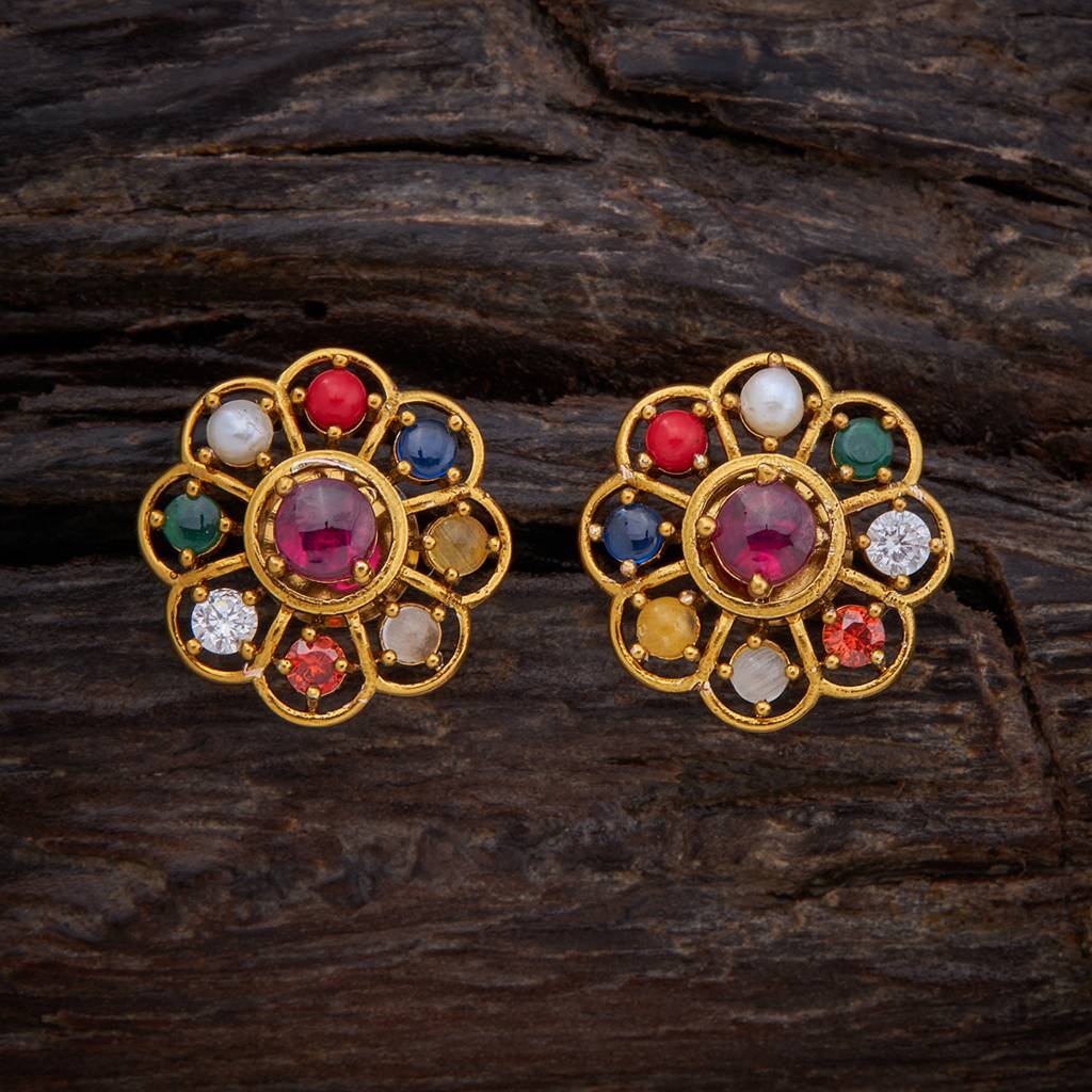 Gold-Plated Ethnic Antique Studs-153758 : 409379