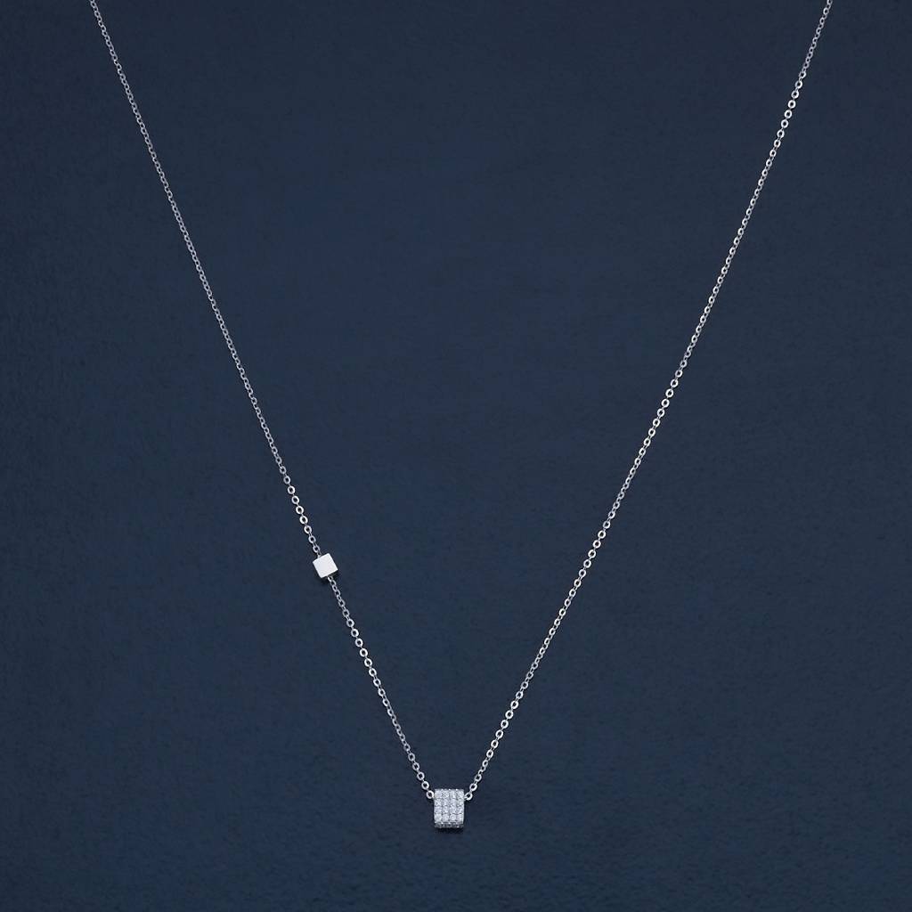Kushal'S Fashion Jewellery White Rhodium-Plated Zircon Party 92.5 Sterling Silver Pendant Chain-180853 : 432343