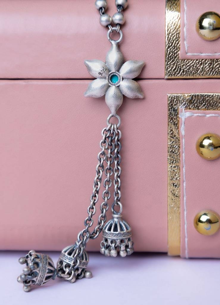 Moh Intricate Flower Jhumki Drop Necklace : SN40101