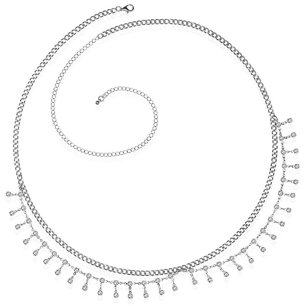 Silver Plated Multilayer Body Chain Summer Beach Belly Chain Kamarbandh Waist Chain Dress Belt Jewellery For Wome : PX8BCH014S