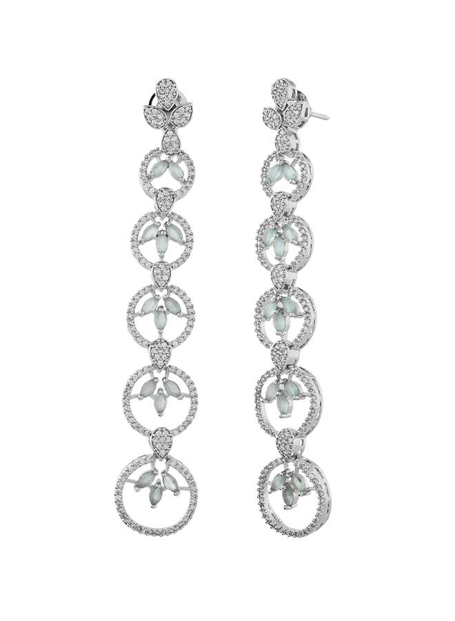 Sparkling Elegance Eternal Grace Green American Diamond Dangler Earrings : 8905124528398