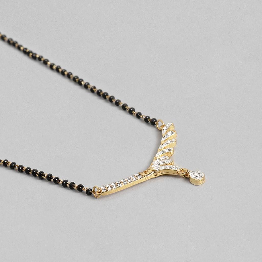 Estele Gold & Rhodium Plated Wave Shaped Mangalsutra Necklace Set For Women : EMS13080053NKER
