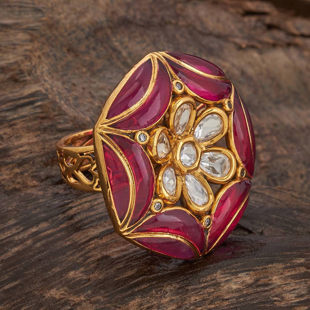 Ruby Plated Ethnic Kundan Finger Ring-435336 : 435336