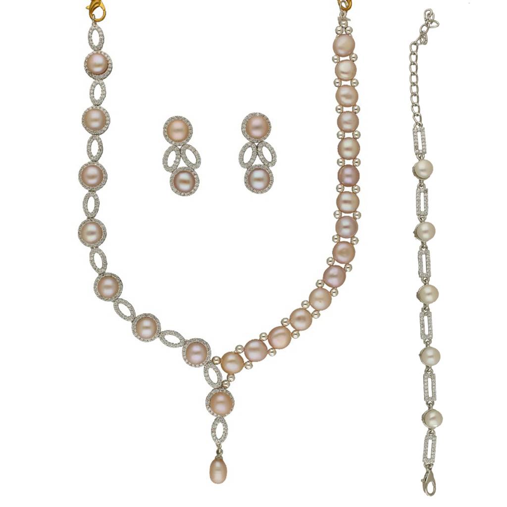 Glorious Legacy Pearl Necklace Set With Bracelet : JPAUG-25-143