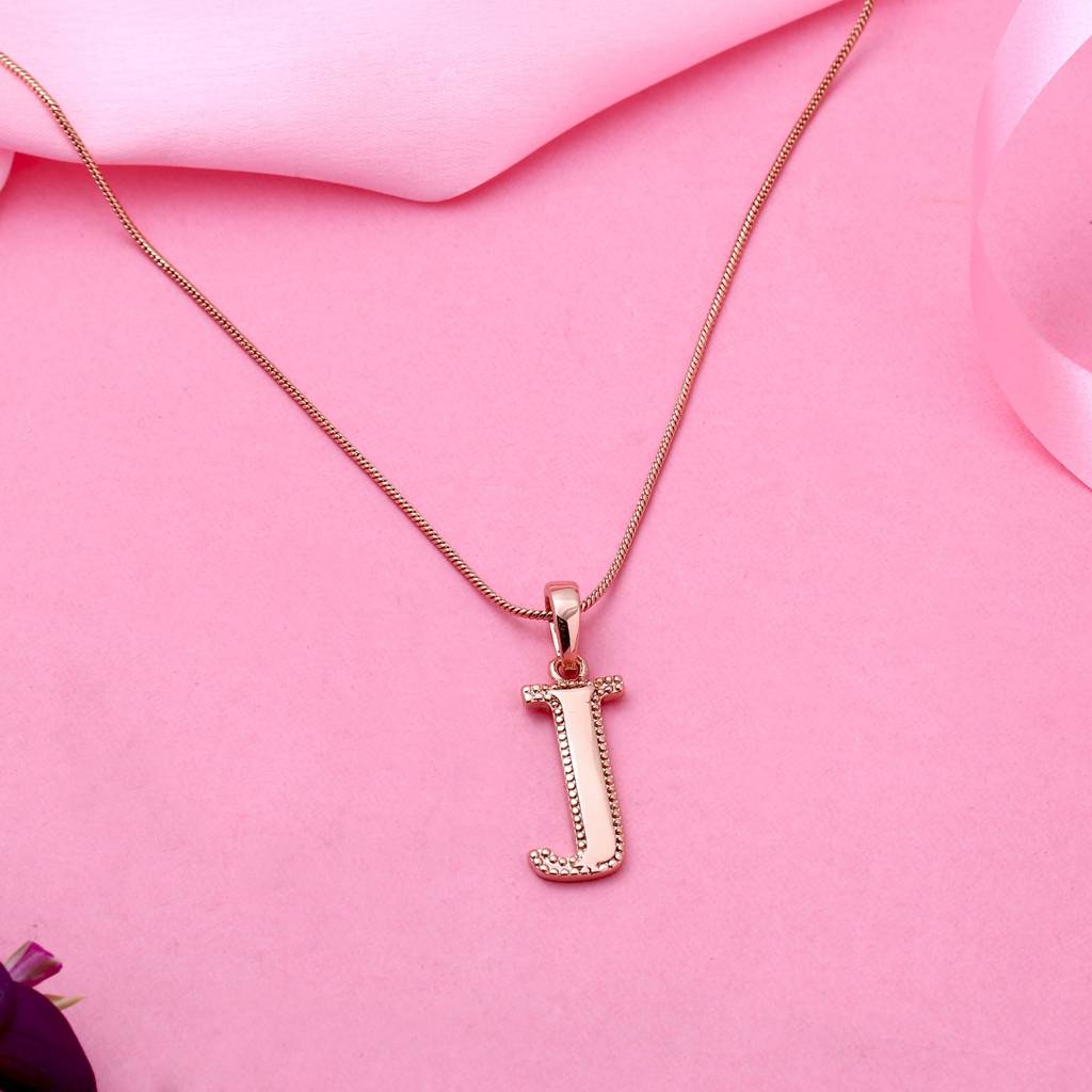 Estele Rosegold Plated J Letter Charm Pendant For Women : 1009-JPENDANT