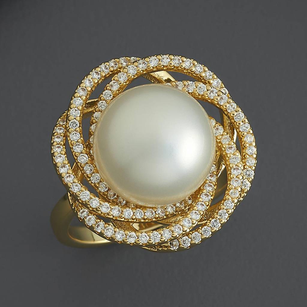 Kushal'S Fashion Jewellery Pearl Gold-Plated Party Trendy Zircon Finger Ring-186799 : 445312
